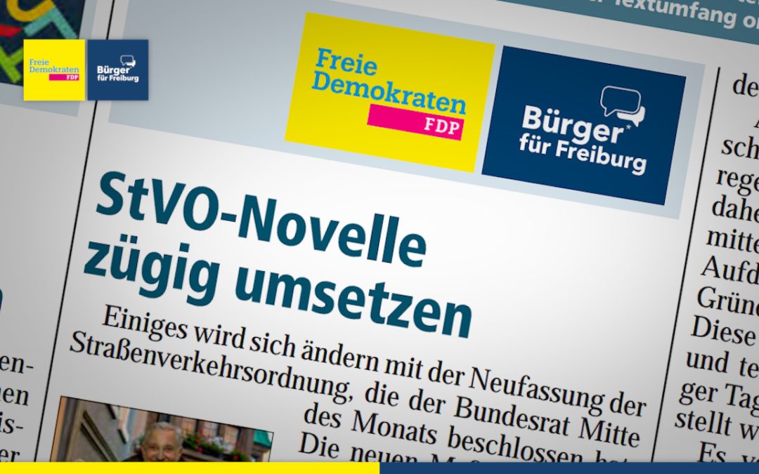 Amtsblatt: StvO-Novelle zügig umsetzen