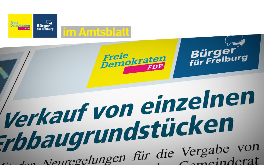Amtsblatt: Verkauf von einzelnen Erbbaugrundstücken