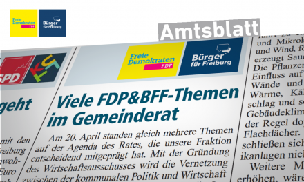 Amtsblatt: Viele FDP&BFF-Themen im Gemeinderat