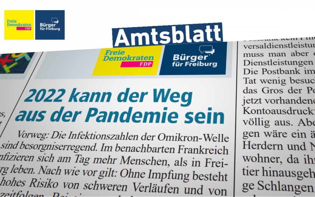Amtsblatt: 2022 kann der Weg aus der Pandemie sein